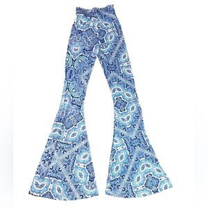 Show Me Your MuMu Bam Bam Bells Wm’s Sz Sm Blue White Paisley Pull On Leggings